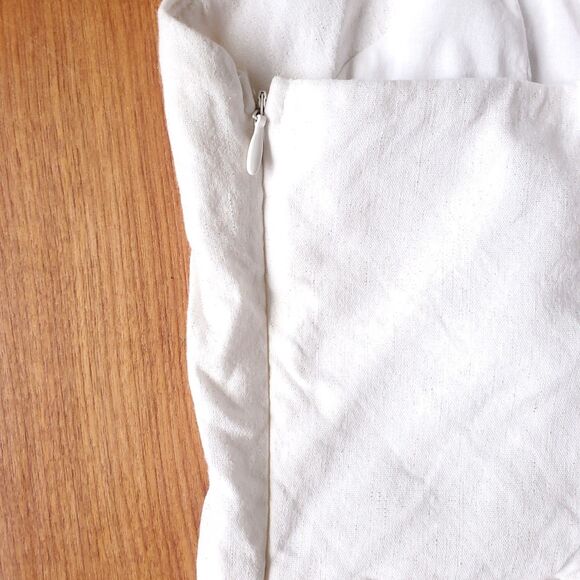 Halston Dress Size 8 Linen Blend Square Neck Midi Sheath Ivory Metallic Stretch - Picture 7 of 16